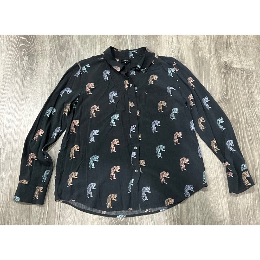 Rails Kathryn Multicolor Bengal Tiger Print Rayon Button Down Shirt Womens M